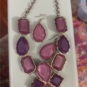 Purple and Pink Geometric Stone Necklace